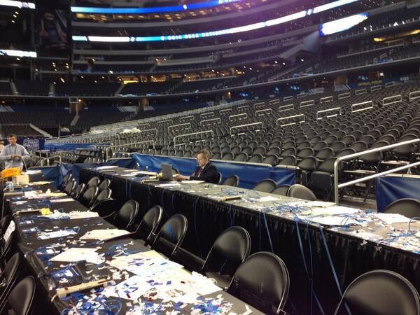 <a href="/tsnmike/">Michael DeCourcy</a> labors alone inside the stadium