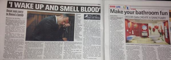 F1sasha's tweet image. Wahahahaha RT @CamillaBath: #OscarTrial When good newspaper layout goes bad: