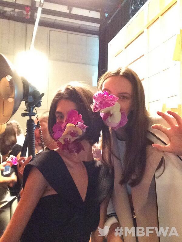 Beautiful flowers incorporated into the #mnyau look for Toni Maticevski's show! #twittermirror #mbfwa