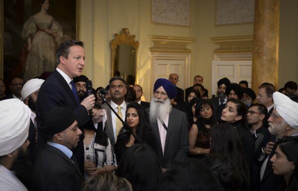 S.Himmat Singh Sohi President SriGuruSinghSabha Southall @ 10 Downing St Vaisakhi Reception with David Cameron