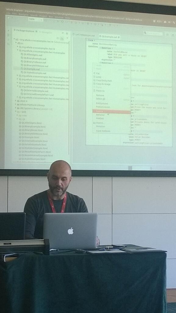 pmolinam's tweet image. #lwc2014 @Whole_Platform  by @perx76 Excellent projectional stuff!