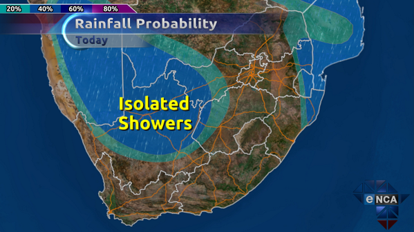 #IsolatedShowers are possible for much of the #NorthernCape as well as the western parts of the #NorthWest @eNCANews