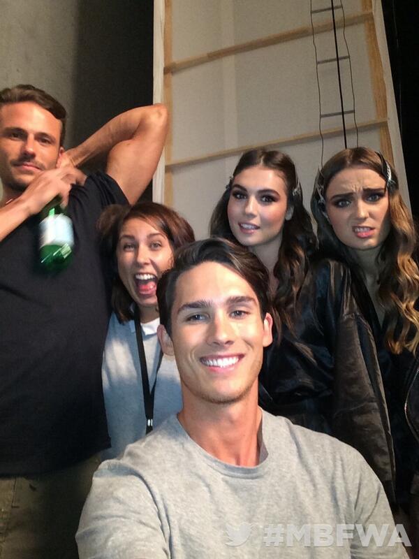 Model @tyler_green23 replicating Ellen's selfie backstage at Swim! #mnyau #twittermirror #mbfwa