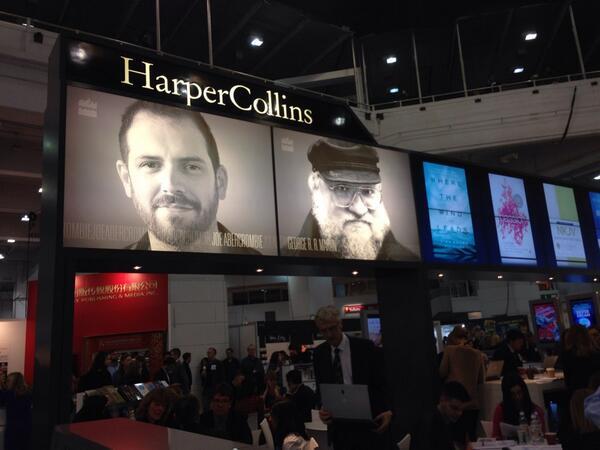 HarperCollinsUK's tweet photo. Joe Abercrombie (@LordGrimdark) alongside George RR Martin at the HC stand! #lbf14 http://t.co/dWPw8uOFsc