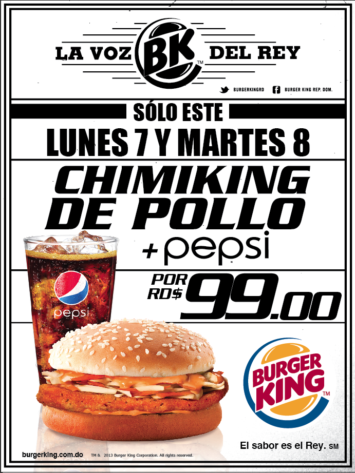 Burger King RD on Twitter "SOLO POR HOY!!!! Saborea un delicioso 
