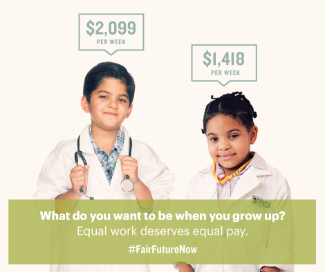 allontheline_va's tweet image. Girls who grow up to be executives, teachers or chefs should get equal pay. ofa.bo/jU3 #FairFutureNow