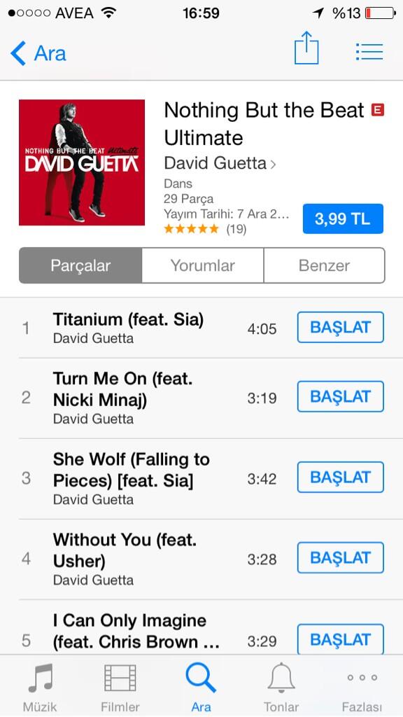 #DavidGuetta klasiklerini 4 liradan alma keyf