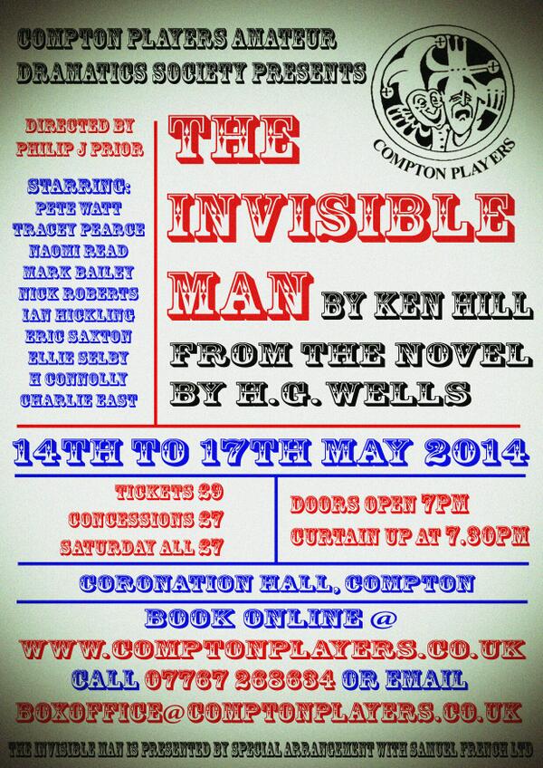 The official poster for The Invisible Man. Book your tickets now....