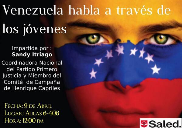 fetec_mty's tweet photo. La @Saledmty te invita a la conferencia "Venezuela habla a través de los jóvenes”, mañana a las 12 hrs. en A6-406. http://t.co/tMDfrSMSuM