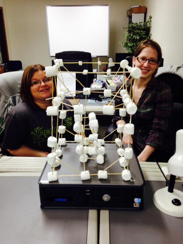 cstechplus's tweet image. Project Management in Action, two of our students building a marshmallow tower! @KaraNalepa @raerion1