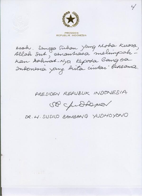 Surat terbuka Presiden RI kepada masyarakat Indonesia: