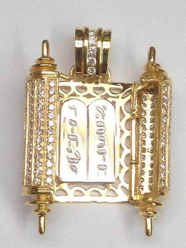 MONOGRAM14K's tweet image. Torah pendant 22gr 1.56ct $3600