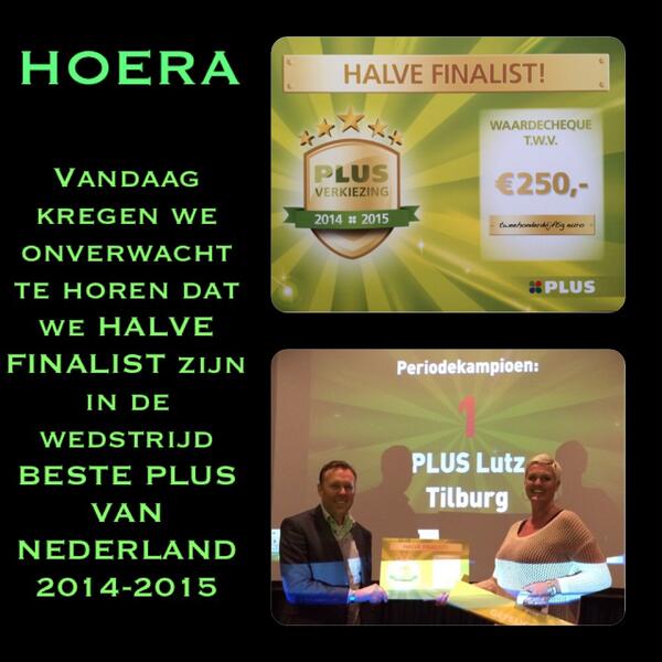 En nu op naar de titel "Beste PLUS van Nederland 2014-2015". SUPERTROTS op ons team!