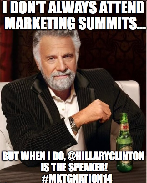 Design2Marketer's tweet image. RT @rikwalters: BOOM! What the Most Interesting Man in the World thinks about @hillaryclinton at #MKTGNATION14