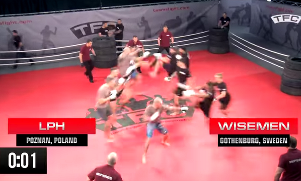BleacherReport's tweet photo. VIDEO: 5-on-5 team MMA fighting is a thing, and it’s insane http://t.co/oexvLduA3g http://t.co/5jZU5XnFtb