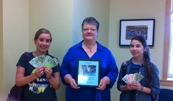 NRHSInteract's tweet image. Picture of two of our members with the owner of our winning cutest pet! #SPCA