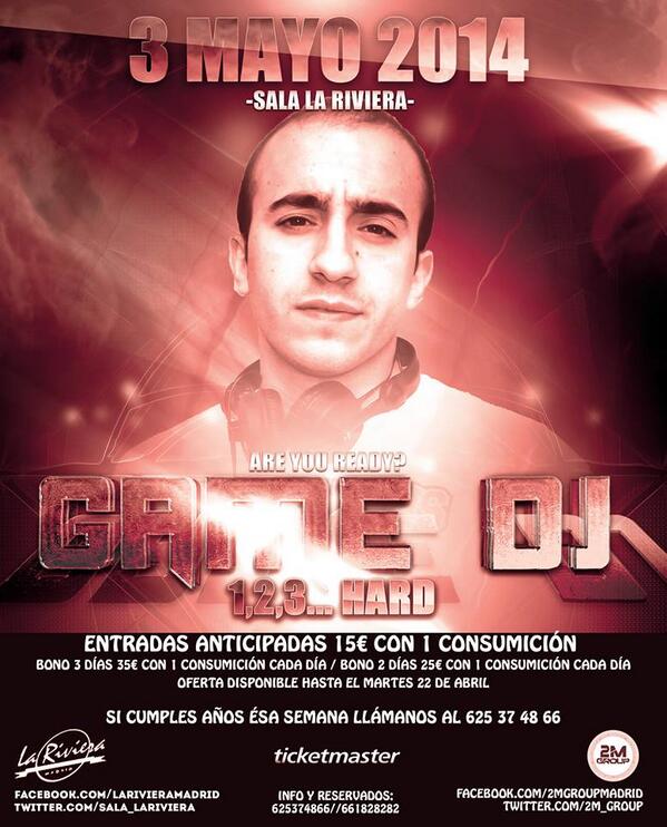 Game_Dj_Hard's tweet photo. Os espero a todos el dia 3 de Mayo @sala_lariviera . @123hard_fest http://t.co/LEopDnmEeX