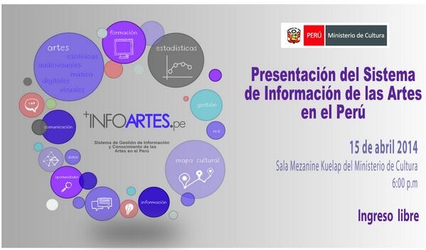 MinCulturaPe's tweet photo. @MinCulturaPe presentará el Sistema de Información de las Artes en el Perú - INFOARTES http://t.co/vWJD8fJoTb http://t.co/SQluSGajrj