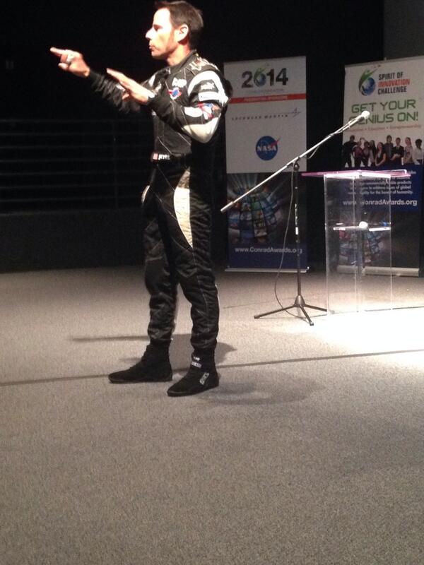 ConradChallenge's tweet photo. Chip Yates delivering his energetic, humorous, and inspiring message to our 2014 Conrad Finalists #SOIC14 @ChipFlight http://t.co/Tc1puI0nvv