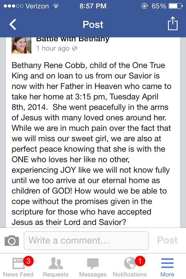 💔😭 #RIPBethany my heart is very heavy tonight. I wish I could have taken her place. 😓