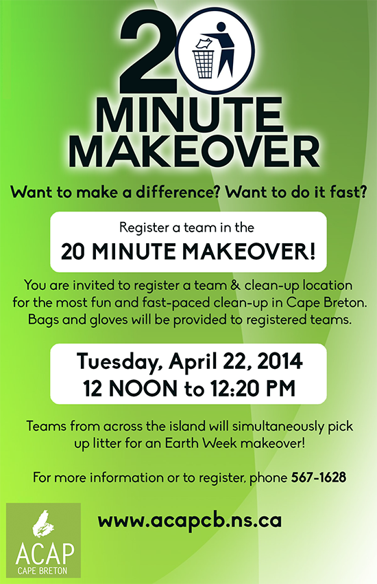 ACAPCB's tweet photo. Ready to do a little spring cleaning? Register a team to participate in a 20 Minute Makeover on Earth Day, April 22! http://t.co/kbFPln49br
