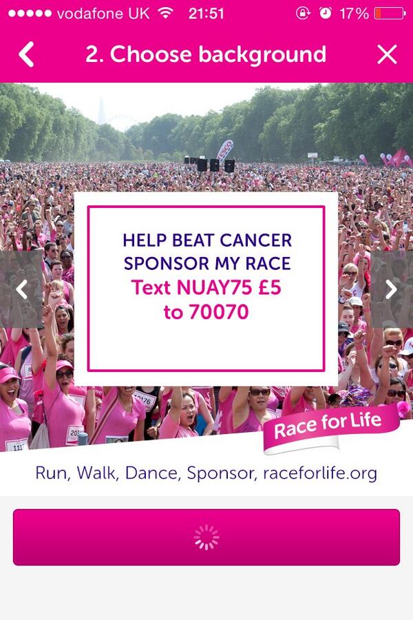 102 days until my first #raceforlife