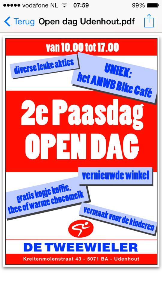 2e paasdag opening van de vernieuwde en grotere zaak in Udenhout van 10 tot 17.00 bent u welkom