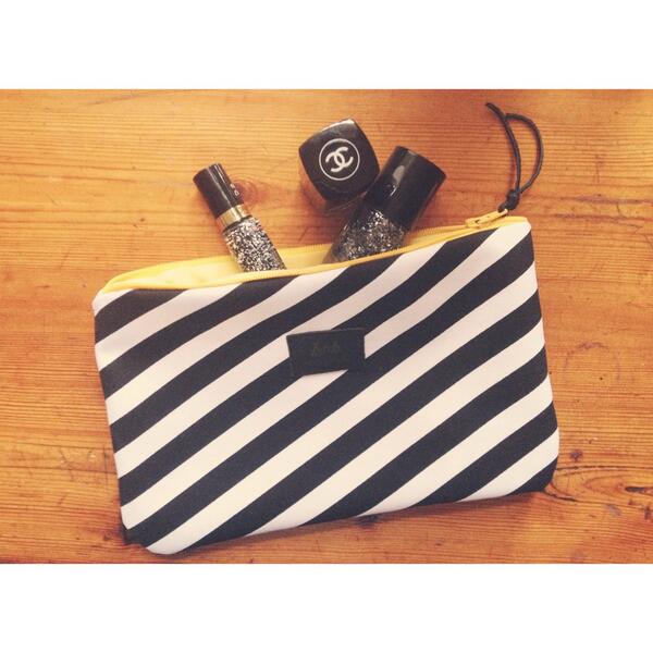 Anny__Who's tweet photo. Soon we'll have also something for the big girls: Stripy Pouch with black leather details and yellow lining💅💄 http://t.co/U1DEBvsgxQ
