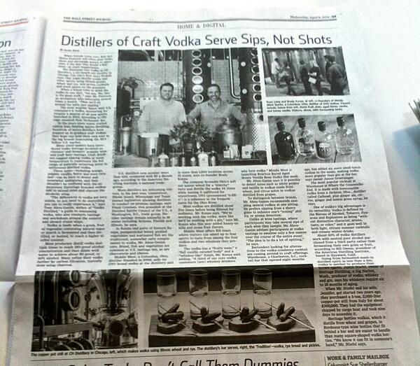 amesly_p's tweet photo. @CHDistillery: You guys are the best! "Distillers of Craft Vodka Serve Sips, Not Shots" http://t.co/cZ4cqhuJHx