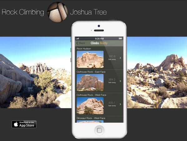 Having trouble finding a #climb @ #joshuatree? Get the app bit.ly/1aUPsuI and we'll tell you how close u are!