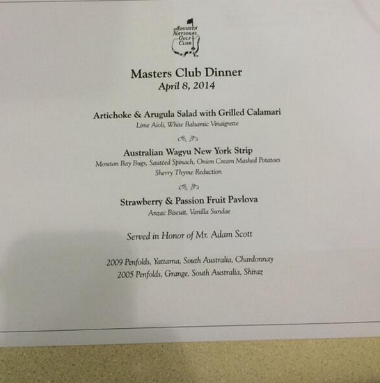 “<a href="/Graeme_McDowell/">Graeme McDowell</a>: Tasty looking Champions Dinner!!
(H/T <a href="/RexHoggardGC/">Rex Hoggard</a>) 

Such a cool tradition