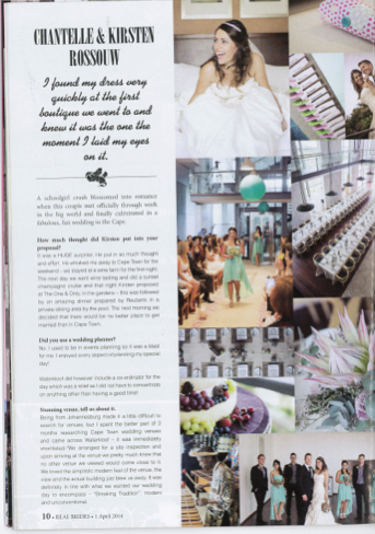 WaterkloofWines's tweet image. Chantelle &amp;amp; Kirsten's magical wedding day at Waterkloof is featured in the April issue of @RealBrides!