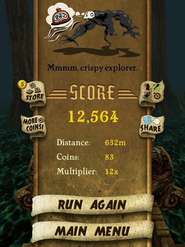 Amieejamson's tweet photo. I got 12,564 points while escaping from demon monkeys. Beat that! http://t.co/KvT9vdBrw7 #TempleRun http://t.co/1foY6l7owP