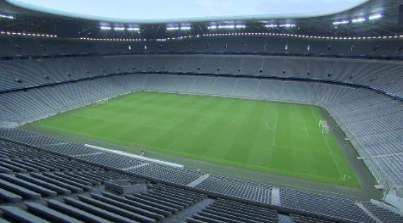 ManUtd's tweet photo. Calm before the storm... Allianz Arena is empty now but it will be rocking in a few hours for @FCBayernEN vs #mufc. http://t.co/1YDI9Ogwcf