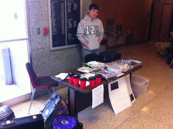 Bake sale in Ellis today till 2. We also have bacon!! #BakeSale <a href="/MusicAtMSU/">MSU Music Dept</a>