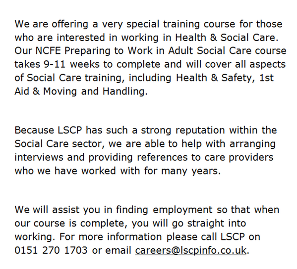 LSCPinfo's tweet photo. #FreePreEmploymentTraining http://t.co/IUNavI19Ml