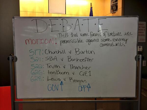 ESTribune's tweet image. Round 2 Motion: THB that some forms of torture are permissible against some enemy combatants. #InterregnumX