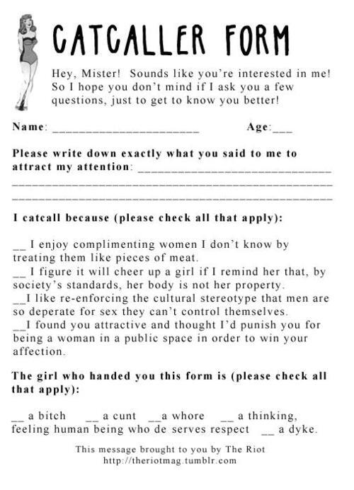 To the eloquent man who shouted 'F*ck that P*ssy' at me earlier today please fill out this form #antistreetharassment