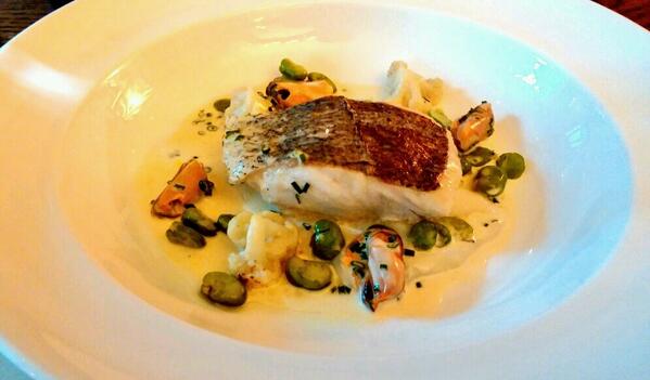 Loving this roasted hake with mussels,  mussel sauce and grilled brocolli at <a href="/Brumus_Bar/">Brumus</a>
