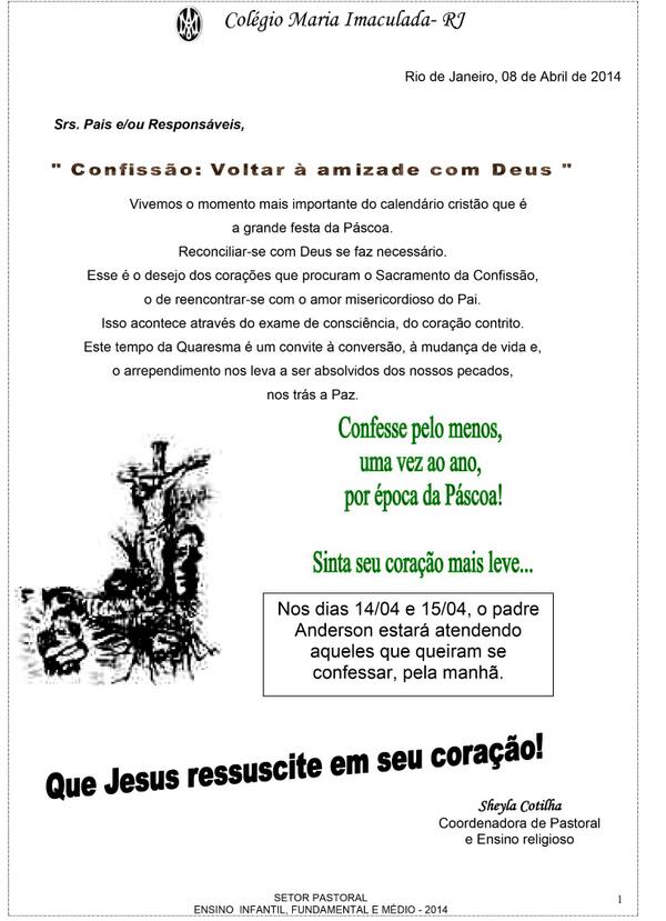 CMI_rio's tweet photo. Nos dias 14/04 e 15/04, o padre Anderson estará atendendo aqueles que queiram se confessar, pela manhã. http://t.co/6aWVeyvUoa