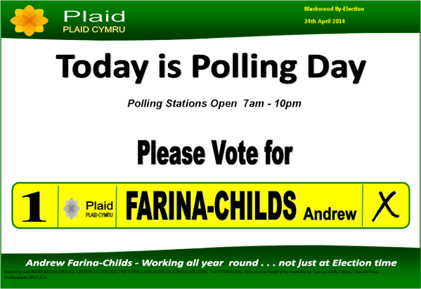 I would like to ask all Blackwood residents to support me today by voting for <a href="/FarinaChilds/">Andrew Farina-Childs</a> . Every vote counts