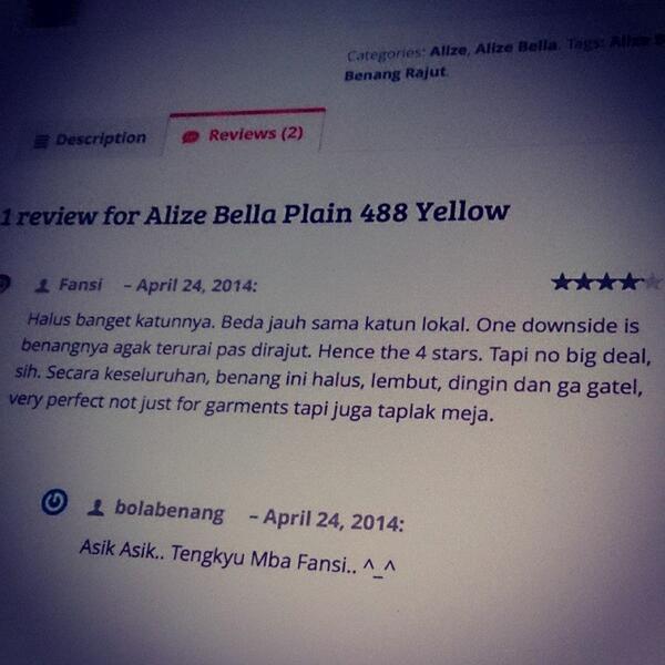 BolaBolaBenang's tweet photo. Testimoni tentang #BenangRajut #AlizeBella di Website dari salah satu Customer kami ˆ⌣ˆ http://t.co/B8Z6y4TYvy