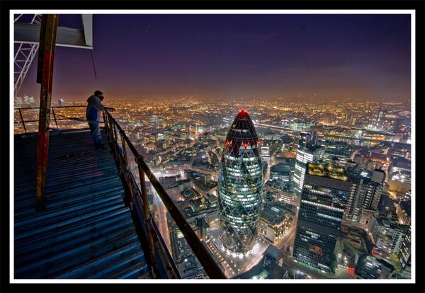 A night-time view from <a href="/HeronTowerEC2/">Heron Tower</a> , London.