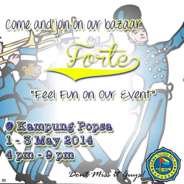 GemaSuara17Mks's tweet photo. @21Jubel COME AND JOIN US at Bazaar GS 17 "Forte". More info, cp: Ulmi: 08114614299. Muthiah: 081243420007 ;D
http://t.co/Le4WRnoBPo
