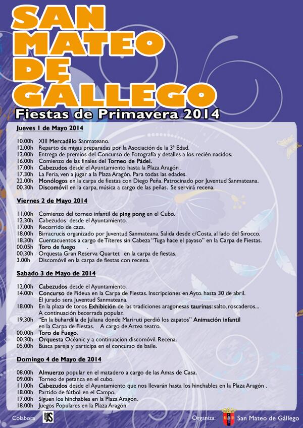 SanMateodeG's tweet photo. Fiestas de primavera en San Mateo de Gállego 
¡¡RT!! http://t.co/i29QGnCN19