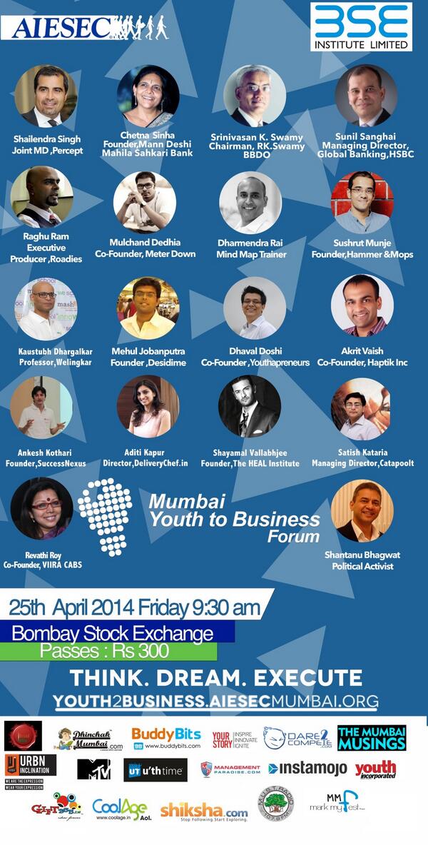 CoolAge_in's tweet photo. AIESEC Mumbai's Youth To Business Forum has a tough &amp; experienced line of eminent speakers  http://t.co/yUM5zCfmj0 http://t.co/fPrqGQaFEr