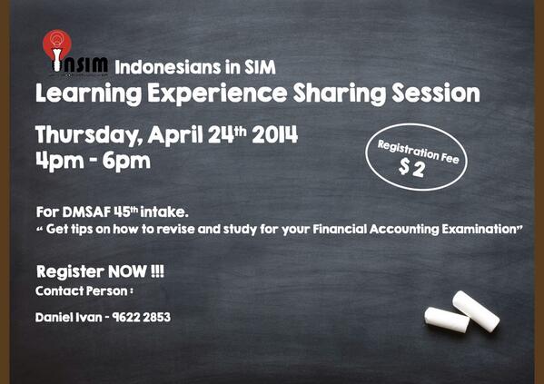 InSIMsim's tweet photo. For all the DMS 45th intake students, let's join our session together, check this out! #salamInSIM http://t.co/AYybGln8l5