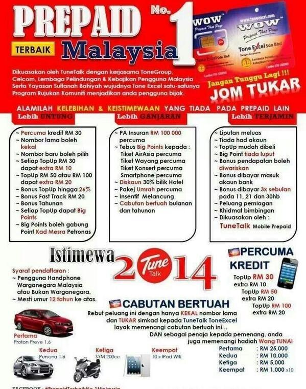 eyerain91's tweet photo. Kelebihan menggunakan simkad tunetalk-TONE EXCEL WOW.. http://t.co/px61V6P744