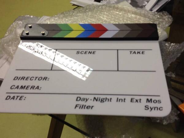 Action! New clapperboard in today. Let's hope it gets even more use than our old one.