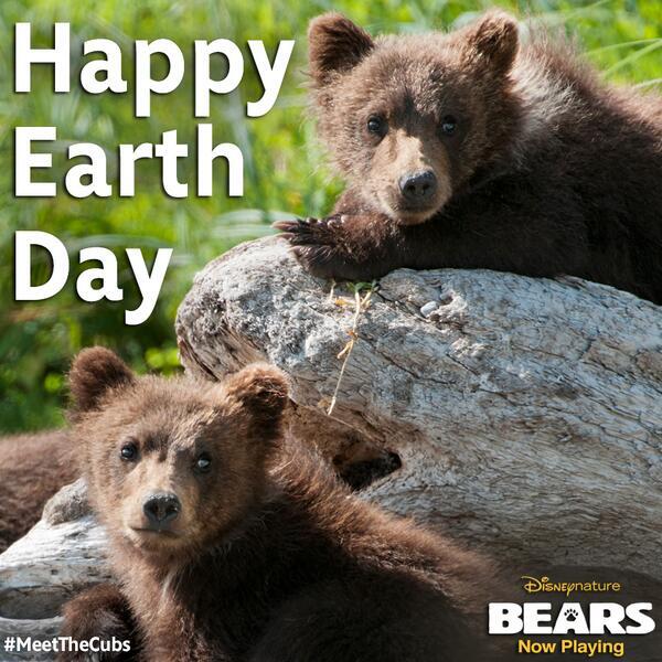 #HappyEarthDay! See Bears and <a href="/Disneynature/">Disneynature</a> will make a donation in your honor to <a href="/GoParks/">goparks</a>!